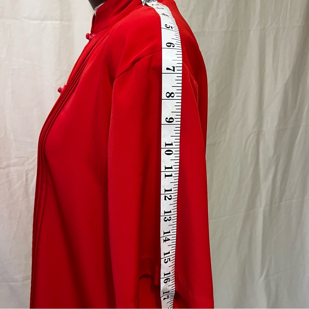 Vintage Red Mandarin Collar Blouse Yves St Clair - Picture 3 of 9